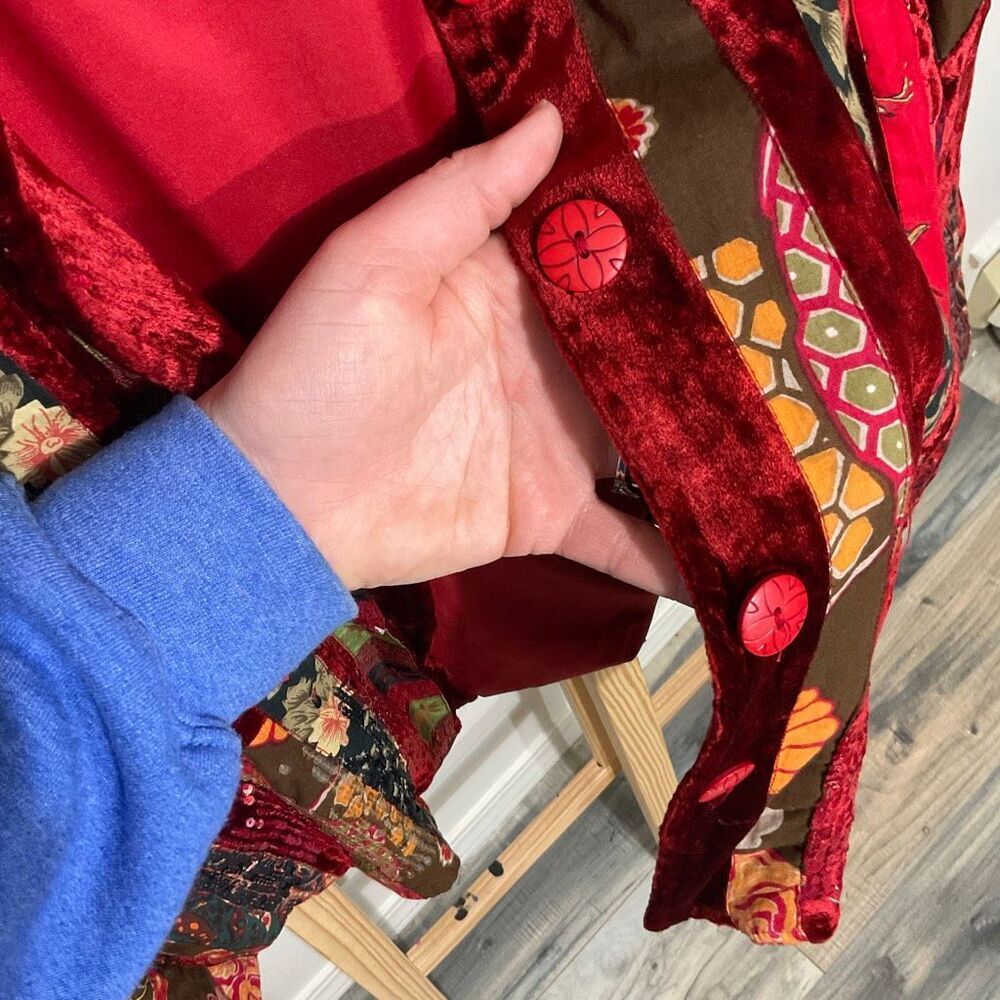 Vintage Coldwater Creek Velvet patchwork jacket size large - Picture 7 of 13